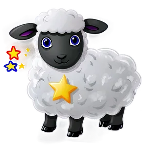 Cartoon Sheep With Star PNG 06272024