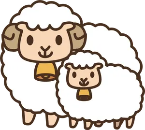 Cartoon Sheepand Lamb PNG image