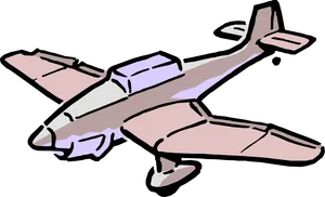 Cartoon Single Engine Airplane Illustration PNG image