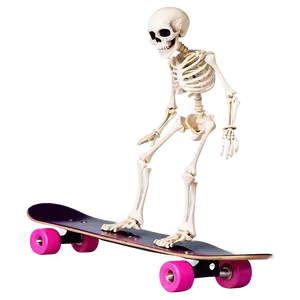 Cartoon Skeleton On Skateboard PNG 24