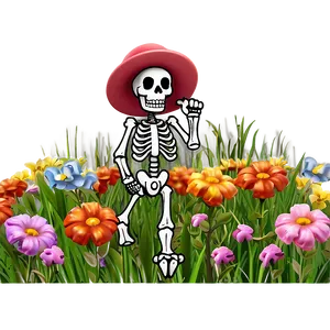 Cartoon Skeleton With Flowers Png 61 PNG image