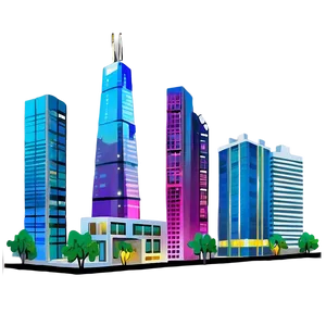 Cartoon Skyscrapers PNG 05062024