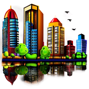 Cartoon Skyscrapers PNG Kyc35