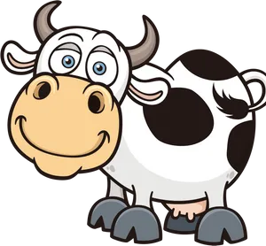 Cartoon Smiling Cow Illustration PNG image