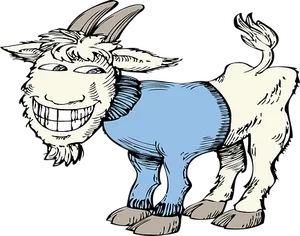 Cartoon Smiling Goat Illustration PNG image