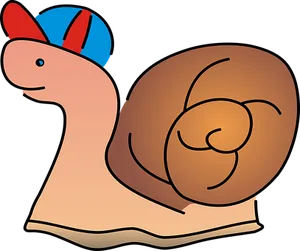 Cartoon Snail Wearing Baseball Cap PNG image