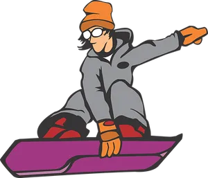 Cartoon Snowboarder Action Pose