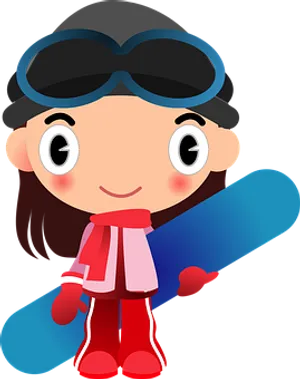 Cartoon Snowboarder Girl Vector