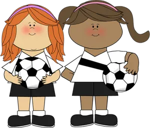 Cartoon Soccer Girls Friendly Match