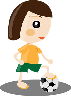 Cartoon Soccer Player Girl Footon Ball
