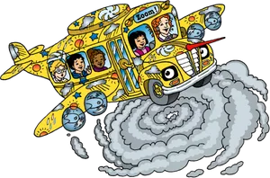 Cartoon Space School Bus Adventure PNG image