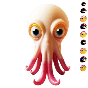 Cartoon Squid Character PNG 47