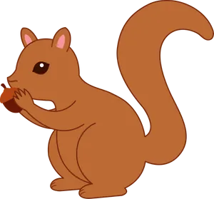 Cartoon Squirrel Eating Acorn