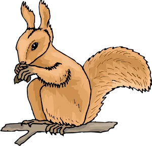 Cartoon Squirrel Eating Nut