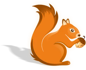 Cartoon Squirrel Holding Acorn