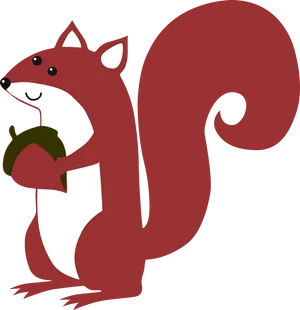 Cartoon Squirrel Holding Acorn