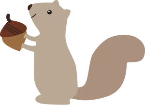 Cartoon Squirrel Holding Acorn
