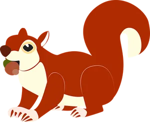 Cartoon Squirrel Holding Acorn