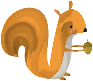 Cartoon Squirrel Holding Acorn