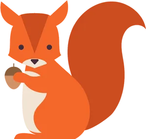 Cartoon Squirrel Holding Acorn