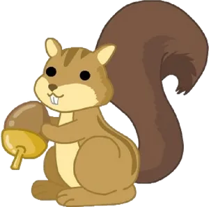 Cartoon Squirrel Holding Acorn.png