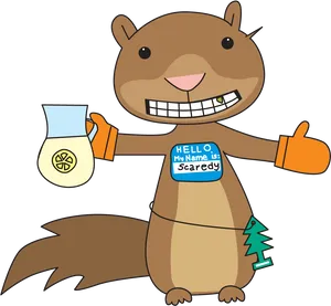 Cartoon Squirrel Named Scaredy With Lemonade