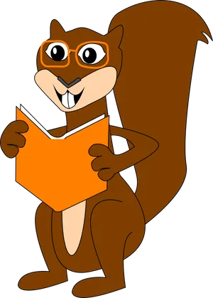 Cartoon Squirrel Reading Book.png
