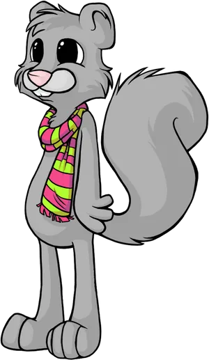 Cartoon Squirrel Wearing Scarf.png