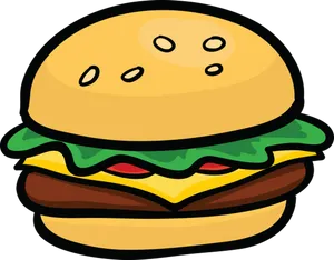 Cartoon Style Classic Hamburger PNG image