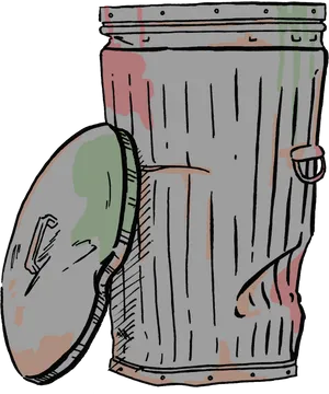 Cartoon Style Dirty Trash Can