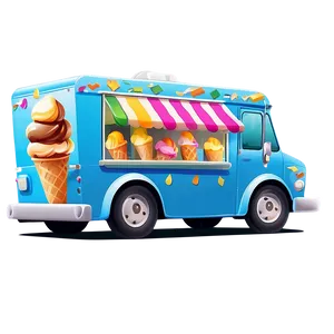 Cartoon Style Ice Cream Truck PNG 06122024