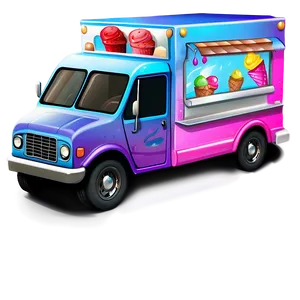 Cartoon Style Ice Cream Truck PNG Rhr