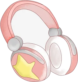 Cartoon Style Pink Headphoneswith Star PNG image