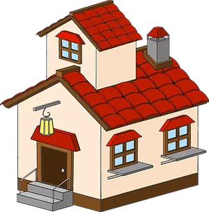 Cartoon Style Residential House
