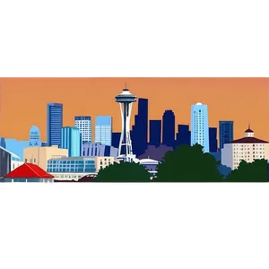 Cartoon Style Seattle Skyline Png Vld78 PNG image