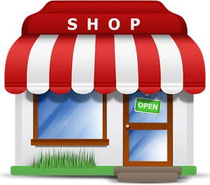 Cartoon Style Shop Front Icon PNG image