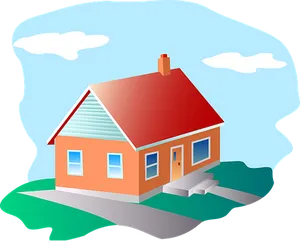 Cartoon Style Single Story House