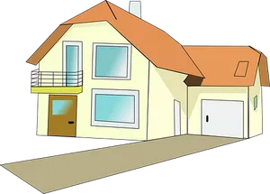 Cartoon Style Suburban House