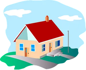 Cartoon Style Suburban House