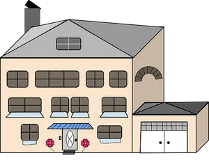 Cartoon Style Two Story House