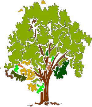 Cartoon Style Vibrant Tree