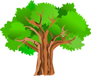 Cartoon Style Vibrant Tree