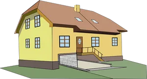 Cartoon Style Yellow House
