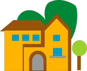 Cartoon Style Yellow House Vector