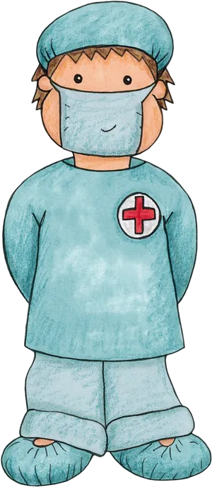 Cartoon Surgeonin Scrubs PNG image