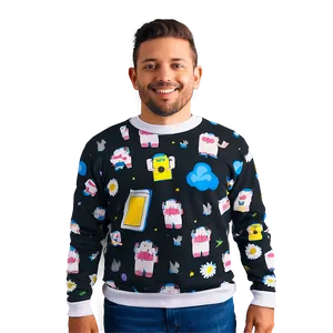 Cartoon Sweater Print PNG 39