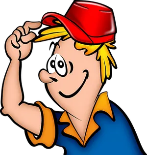 Cartoon Teenager Tipping Hat PNG image
