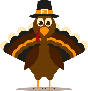 Cartoon Thanksgiving Turkeywith Pilgrim Hat PNG image