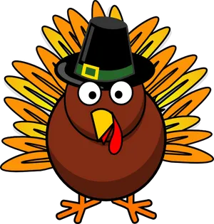 Cartoon Thanksgiving Turkeywith Pilgrim Hat