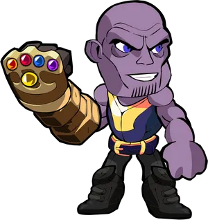 Cartoon Thanos With Infinity Gauntlet PNG image